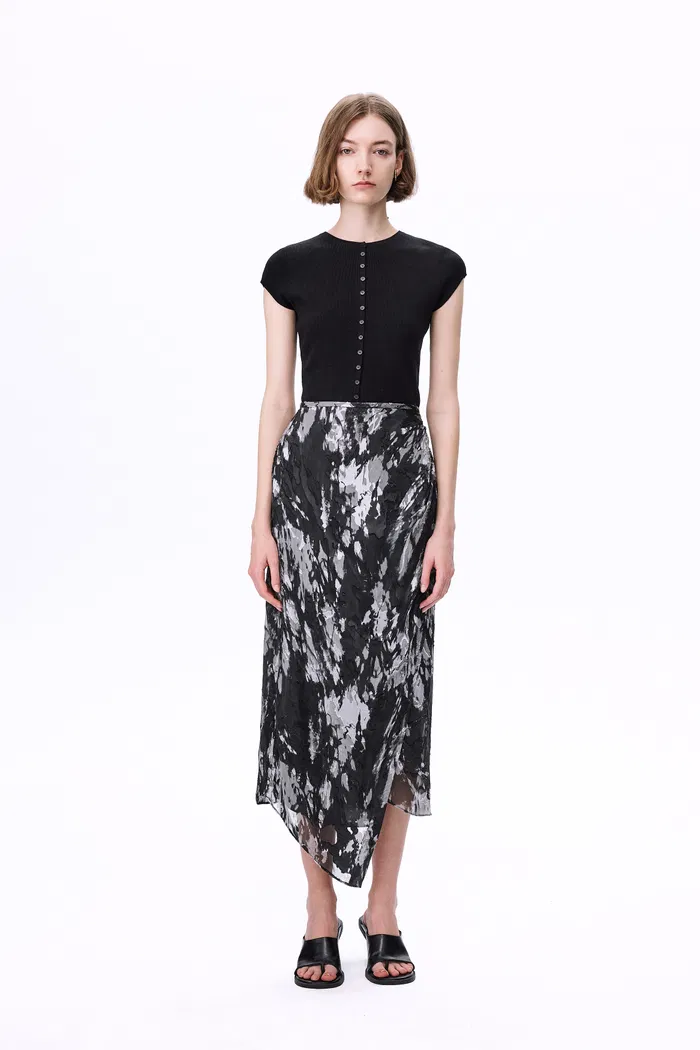 Zita Pleated Midi Skirt in Devoré Silk - Image 2